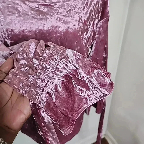 Lumiere Pink Crushed Velvet long sleeve blouse. Nwt- size small - Picture 6 of 6